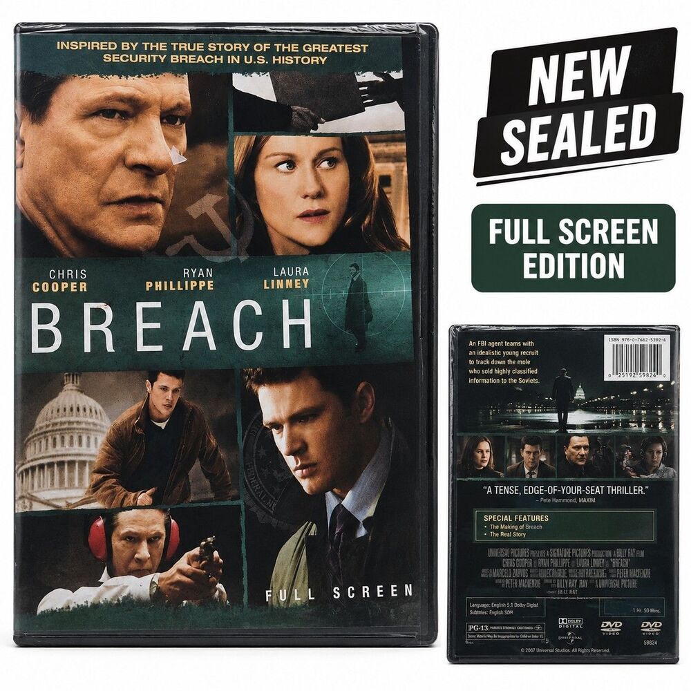Breach DVD 2007 Full Screen Chris Cooper Ryan Phillippe Laura Linney FBI Thrille